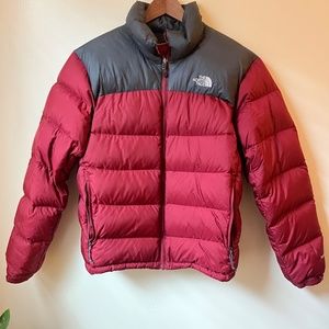 North Face Mens Medium Red Black Down Vintage Nuptse 700 Jacket Winter Coat M